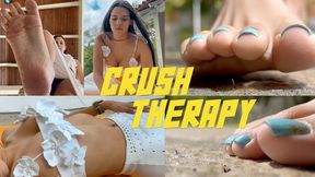 CRUSH THERAPY 4K Giantess Andrea at the pool, bikini, stomp, sit