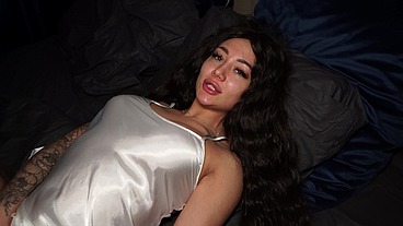 Tattooed busty stepsis caught playing with her cunt and gets railed by stepbro