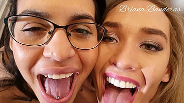 POV 3some BGG double cum: creampie & cum in mouth
