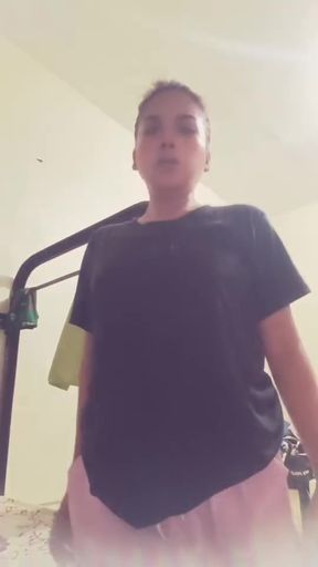 Amateur babe with big tits shows off her juicy pussy