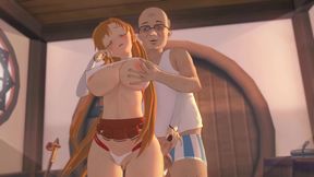 Asuna - Young Slut is Addicted to Old Man's Cock