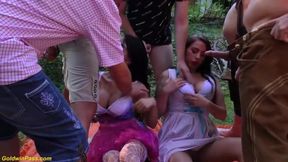 Busty Friends Enjoy Outdoor Group Fun in a Wild Public Encounter