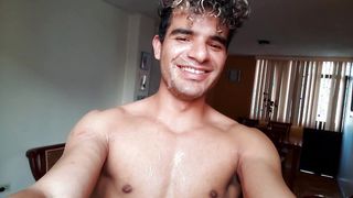 18 year old boy cums on his face, masturbates for an audition and swallows his own cum