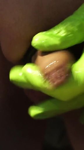 Wanking My Small Dick with Cockring and Rubber Glove (unfortunately Sometimes Blurred)