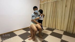 Lapsitting on school uniform girl is so sexy by chair #AS040