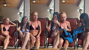 JessB and Bella Bare outdoors sneezing in bikinis!