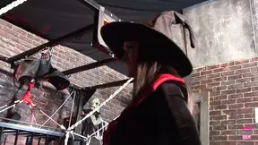 Brunette Vixen Gets Witch's Big Cock in Mouth and Ass