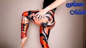 Spandex PAWG in leggings spanks his ass