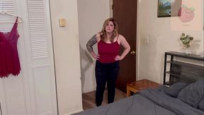 Stepmom catches stepson jerking off with her panties