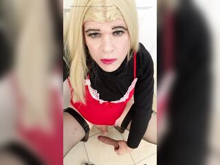 Amateur Sissy Crossdresser try’s to squirt on sex-toy for Daddy and talks about him paying $8k for her breast implants Part 4-