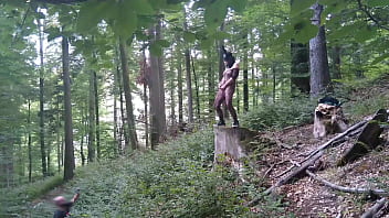 Old Curvy Woman &ndash_ Solo Masturbation and Pissing in the Forest Outdoors Bunny cosplay