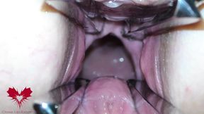 The mistress&#039; cunt is opened with a hole expander so that you can study her cervix.
