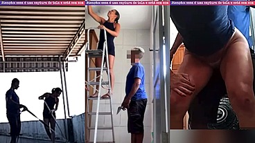 Hotwife exibicionista deu mole pro pedreiro