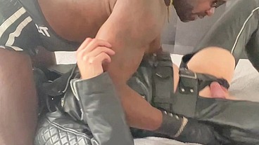 BDSM Leather Polish & Perennial Muscle Worship, Nippleplay & Cock Sucking