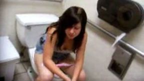 I caught my coed chick pissing in the bathroom