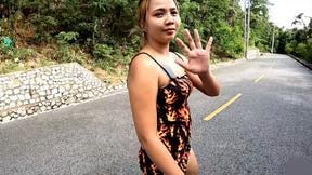 Blonde Thai GF with a big booty fucked hard after a long walk