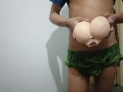 Breeding my fake pussy toy with my fingers. Worshipping fake ass