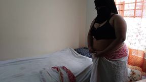 While Rajasthani BBW Naked Grandma Is Showering & Wearing Saree Blouse the Grandson Gets Hot & Fuck - Huge Cumsot on Bed