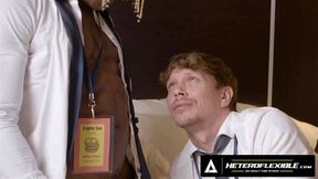 HETEROFLEXIBLE Colleagues Adrian Hart & Ethan Chase Share More Than Hotel Room During Flight Delay