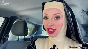 Naughty nun in public