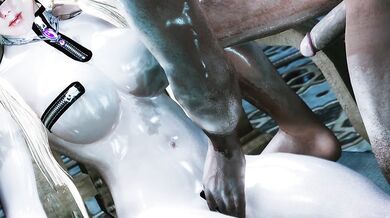 Skyrim elf princess in a tight latex catsuit gets rough doggystyle outside