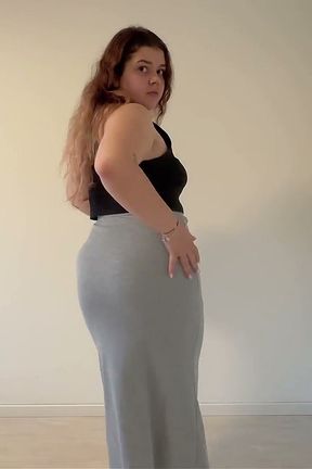 Tight Skirt Gassy Farts in Long Skirt