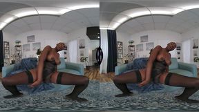 VR Porn - African Ebony Girl Zaawaadi Solo Fingering Her Black Pussy In Sexy Lingerie