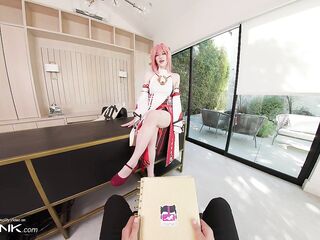 VR Conk Genshin Impact Yae Miko A hawt Teen Cosplay Parody PT1 With Melody Marks In HD Porn