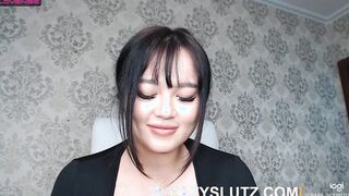 Fake titted Asian babe Masturbating at home