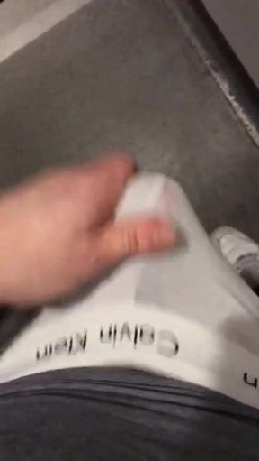 Gay twink destroys public toilet with thick cum