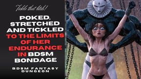 naughty skinny hairy armpit Slave girl is poked and tickled hard in her boobs and belly amd pits to the limit of her endurance in BDSM bondage by mechanical mistress