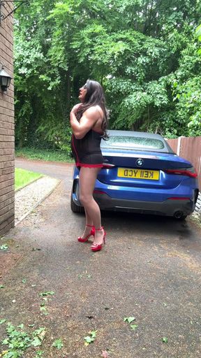 Sexy Crossdresser Kellycd2022 in Sexy Mini Dress Pantyhose and Heels