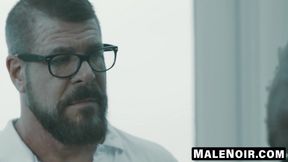 MaleNoir.com - Liam's black abs painted with my oozing white cum