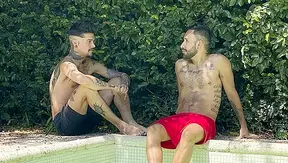 Tattooed Latino Kendro Milos Hot Pool Moment – Steamy Gay Action 18+