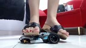 crush a very very hard RC Toycar barefeet and in 2 sandals
