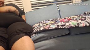 POV Goddess Bee's Huge Tits Footjob and Handjob