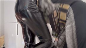 Galyna Posing On The Crotch Of Batman - Black High Heels