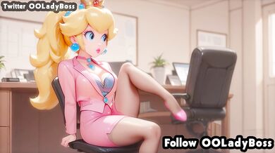 Princess Peach gets throat fucked by her lady boss hentai animation