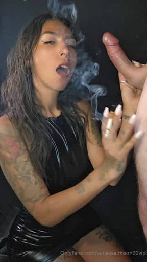 Vanessa smoking blowjob in latex