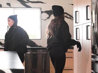 LEZ BE BAD - Teen Thieves Kimmy Kimm & Aften Opal Use The Abode Owner's Thong-On To Defile Her Couch