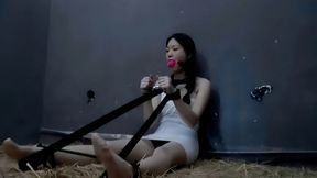 CLK025 BONDAGE HANDCUFF AND SHACKLE BONDAGE DEVICE BALLGAGGED PRISON IMPRISON HUMILIATION STRUGGLING EXTREME DOMINATION SLAVE TRAINING