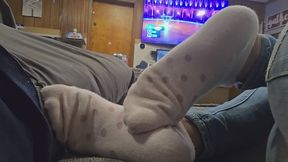 Chrissy candid socks on couch