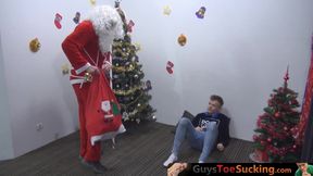 Charming fellows ass gets beat hard by Santas hung aide