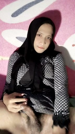 A Beautiful Hijab Is Coming Home From Her Wedding Dress