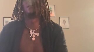 Big ebony cock solo masturbation on webcam: amateur twink with bbc