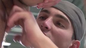 Exclusive video Bareback: Sexy muscle guys anally fuck in the spotlight