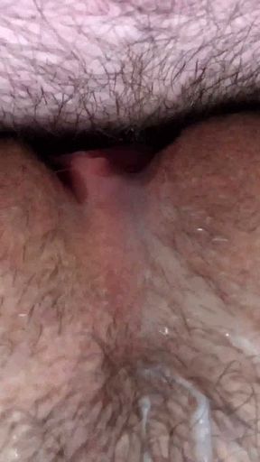 Please don't cum inside. Cum on my hairy pubis. Creamy Pussy. Female Orgasm. Close-Up.   Clip 1