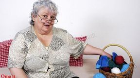 Chubby old BBW Majka shows off her shaved pussy and her toy