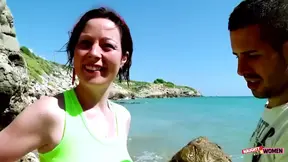 She couldnt wait until they went back to the hotel and fucks on public beach