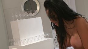 Brunette with juicy tits moans while hunk pounds her hard